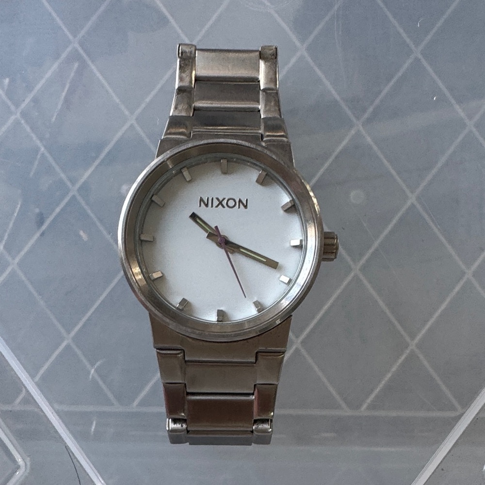 Men’s Nixon Silver Timepiece with White Face